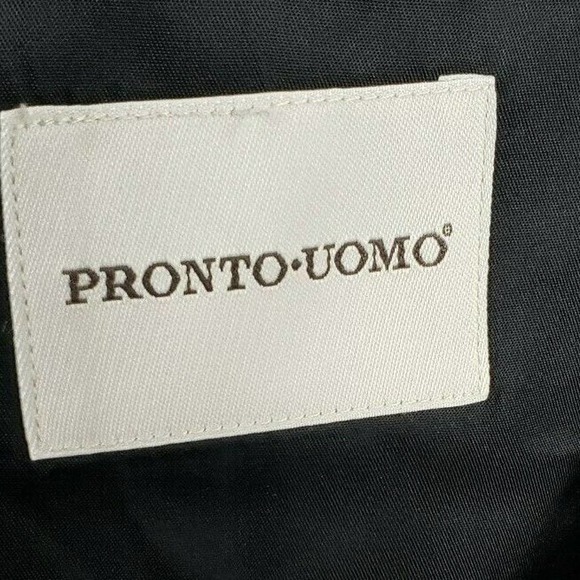 Pronto Uomo Sport Coat Gray Windowpane Check Jacket Mens 43R 100% Wool - Picture 9 of 10